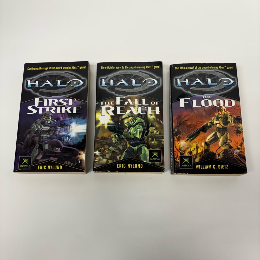 Halo PB book Lot Set 3 First Strike, The Flood, The Fall of Reach Nylund Dietz